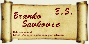 Branko Savković vizit kartica